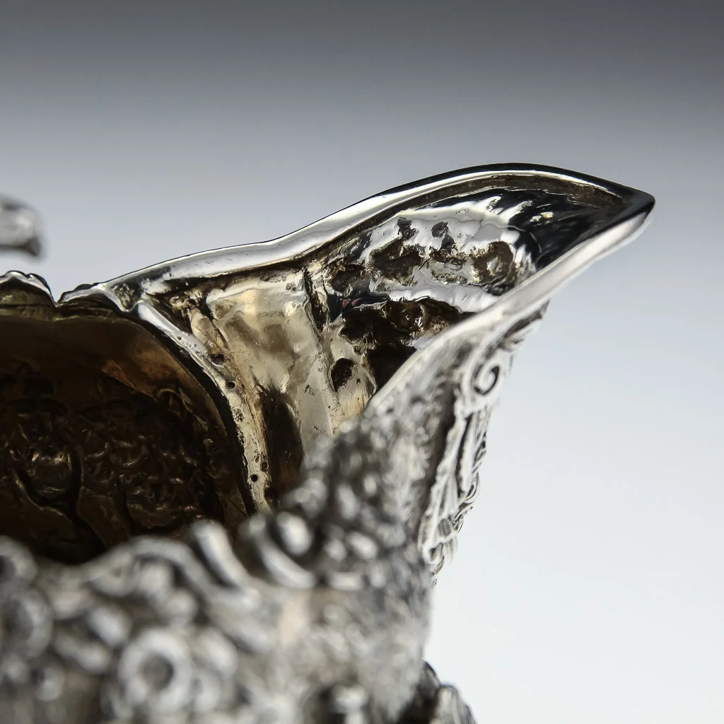 Pushkin Antiques - ANTIQUE 19thC RARE GEORGIAN SOLID SILVER MAGNIFICENT CREAM JUG, E FARRELL c.1819-07.jpg