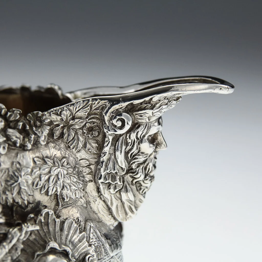 Pushkin Antiques - ANTIQUE 19thC RARE GEORGIAN SOLID SILVER MAGNIFICENT CREAM JUG, E FARRELL c.1819-08.jpg