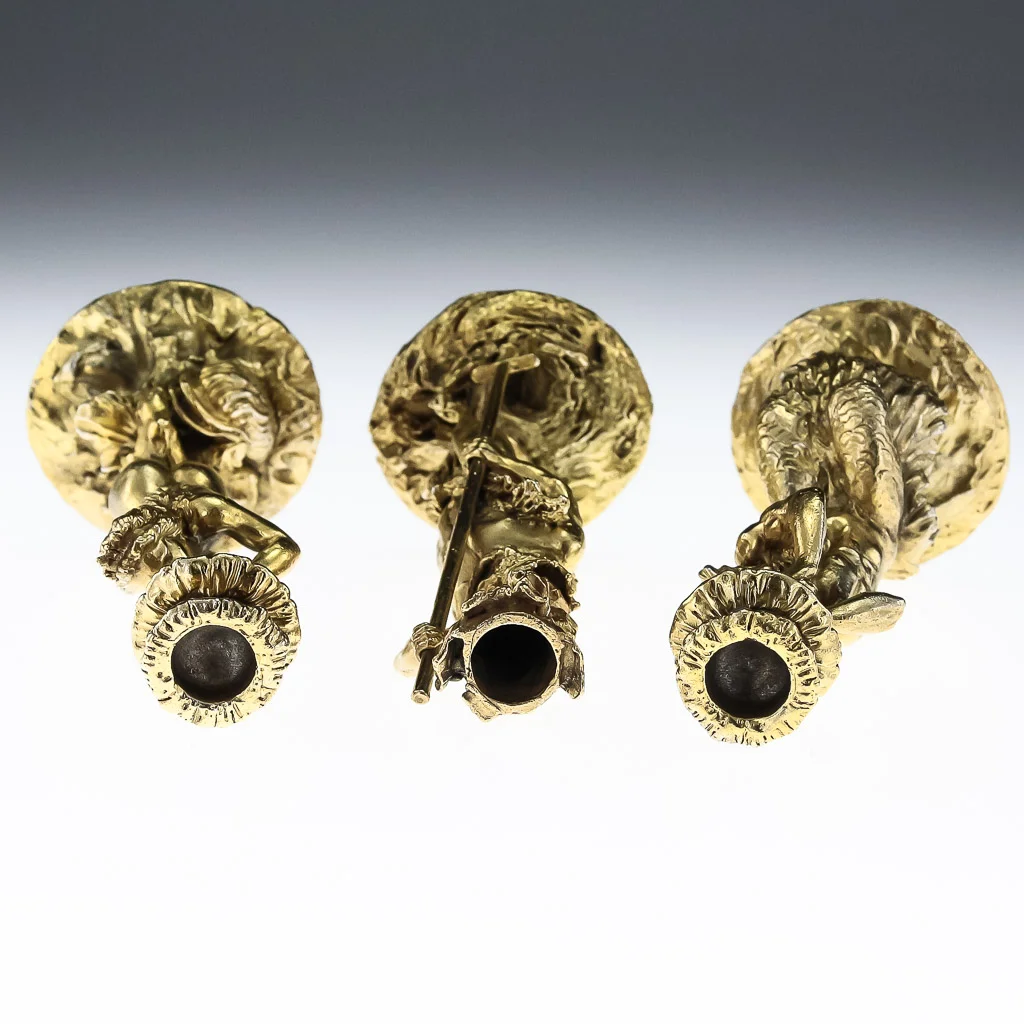 Pushkin Antiques - ANTIQUE STYLE 20thC ITALIAN SOLID SILVER GILT SET OF FIGURAL CANDLESTICKS c.1960-05.jpg