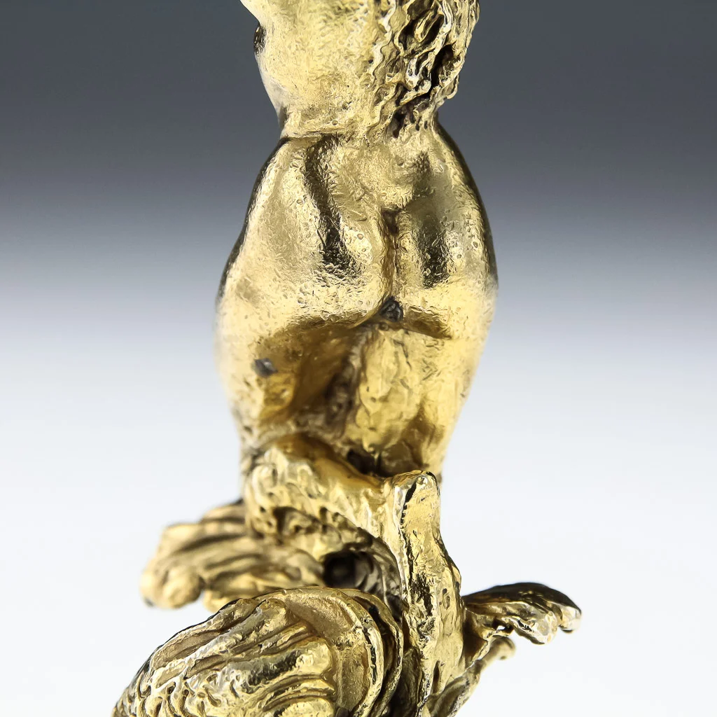 Pushkin Antiques - ANTIQUE STYLE 20thC ITALIAN SOLID SILVER GILT SET OF FIGURAL CANDLESTICKS c.1960-08.jpg