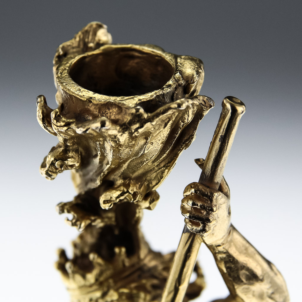 Pushkin Antiques - ANTIQUE STYLE 20thC ITALIAN SOLID SILVER GILT SET OF FIGURAL CANDLESTICKS c.1960-12.jpg