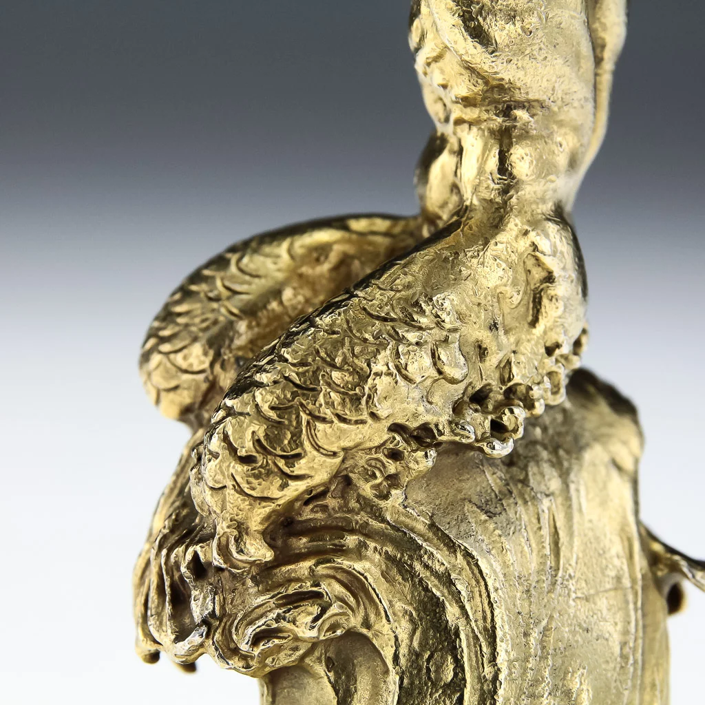 Pushkin Antiques - ANTIQUE STYLE 20thC ITALIAN SOLID SILVER GILT SET OF FIGURAL CANDLESTICKS c.1960-20.jpg