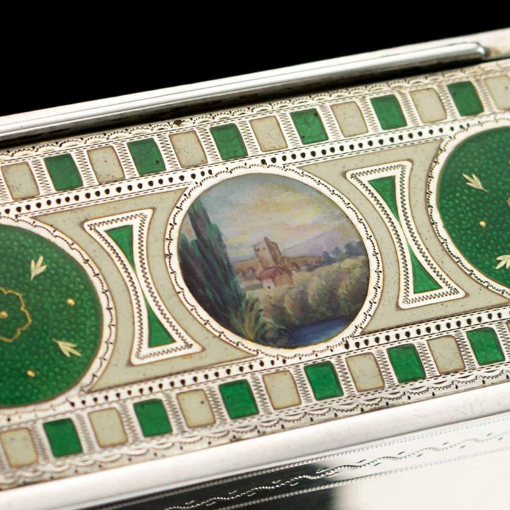 Alessio Lorenzi - ANTIQUE 19THC STUNNING SOLID SILVER & HAND PAINTED ENAMEL JEWELLERY BOX C.1890-16.jpg
