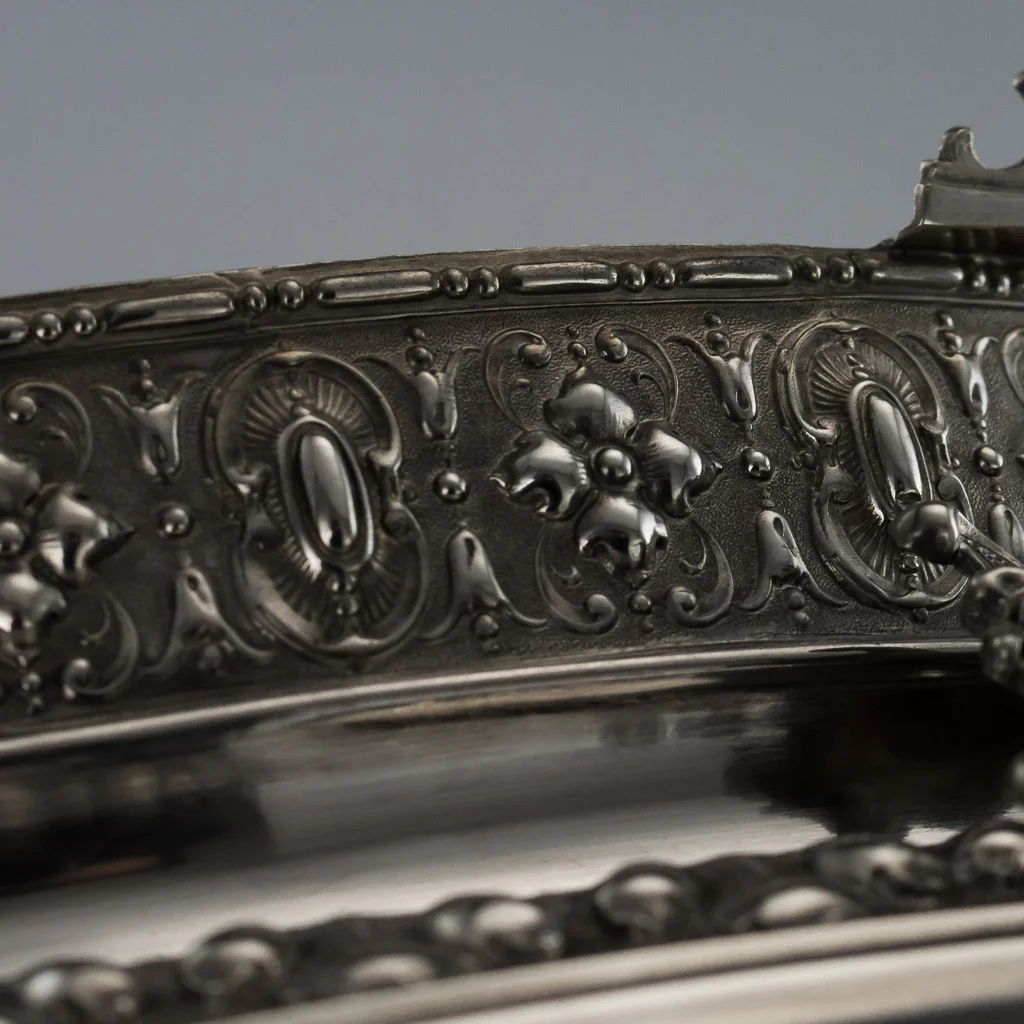 Pushkin Antiques - ANTIQUE 19thC GERMAN SOLID SILVER HUGE JARDINIERE CENTREPIECE & LINER c.1890-17.jpg