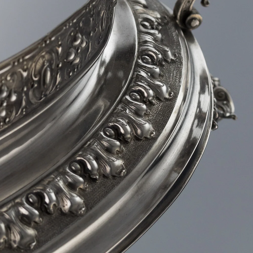 Pushkin Antiques - ANTIQUE 19thC GERMAN SOLID SILVER HUGE JARDINIERE CENTREPIECE & LINER c.1890-21.jpg