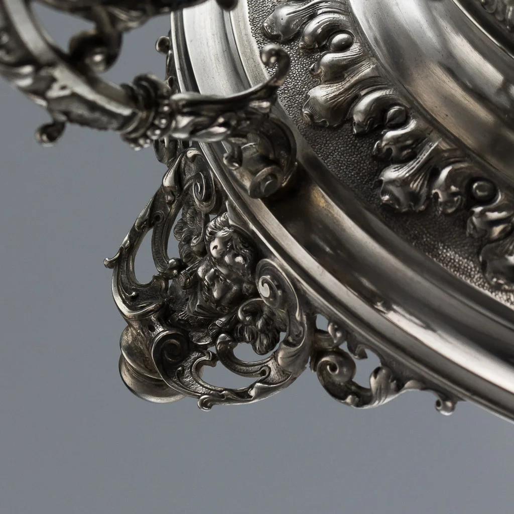 Pushkin Antiques - ANTIQUE 19thC GERMAN SOLID SILVER HUGE JARDINIERE CENTREPIECE & LINER c.1890-23.jpg
