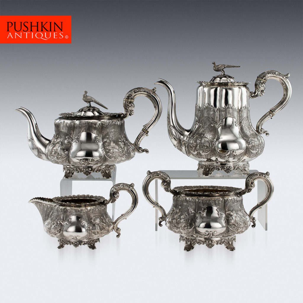 Pushkin Antiques - ANTIQUE 19thC REGENCY SOLID SILVER 4 PIECE TEA & COFFEE SET, LONDON c.1835-01.jpg
