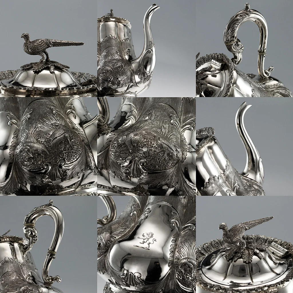 Pushkin Antiques - ANTIQUE 19thC REGENCY SOLID SILVER 4 PIECE TEA & COFFEE SET, LONDON c.1835-07.jpg
