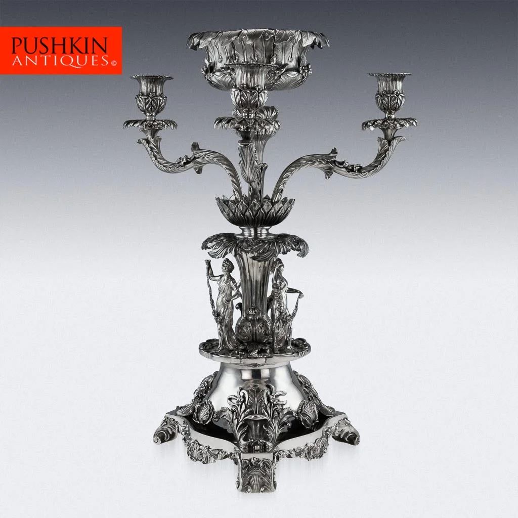 Pushkin Antiques - ANTIQUE 19THC VICTORIAN SOLID SILVER CANDELABRA CENTERPIECE, LONDON C.1843-01.jpg