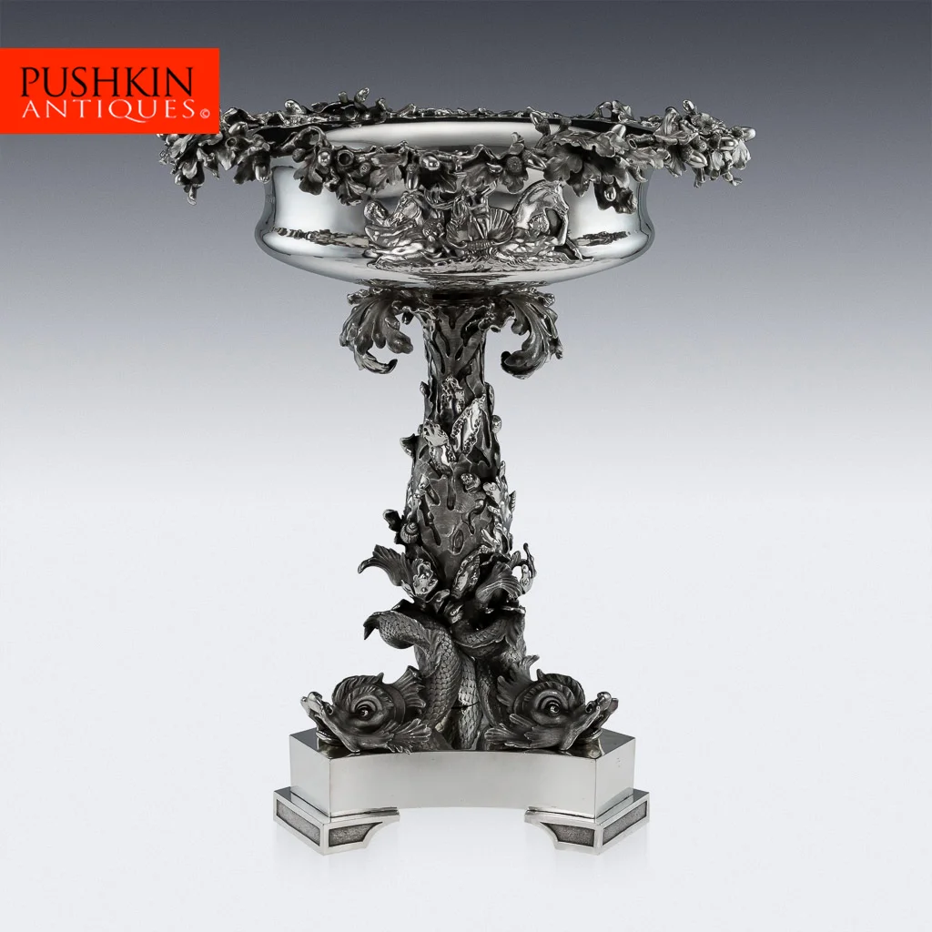 Pushkin Antiques - ANTIQUE 19thC VICTORIAN SOLID SILVER MONUMENTAL CENTREPIECE BOWL, LONDON c.1843-01.jpg