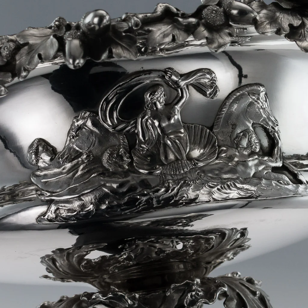 Pushkin Antiques - ANTIQUE 19thC VICTORIAN SOLID SILVER MONUMENTAL CENTREPIECE BOWL, LONDON c.1843-08.jpg