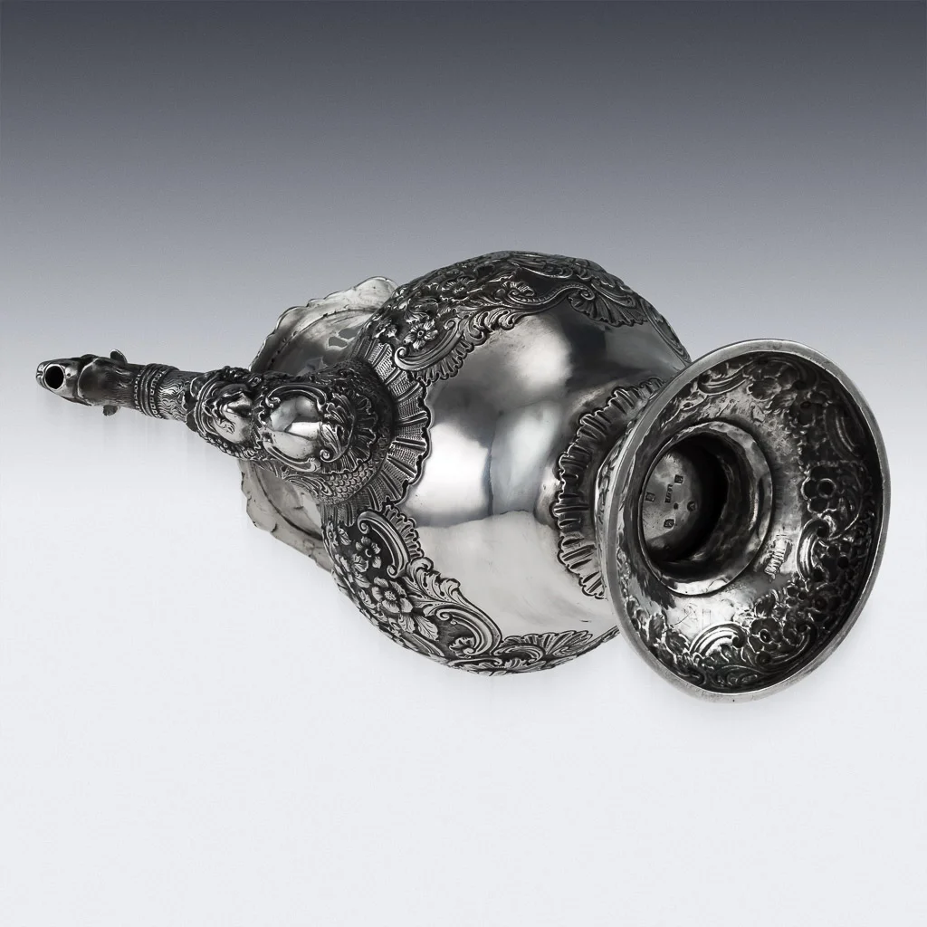 Pushkin Antiques - ANTIQUE 19thC IRISH SOLID SILVER FIGURAL COFFEE POT, JAMES LE BAS, DUBLIN c.1821-05.jpg