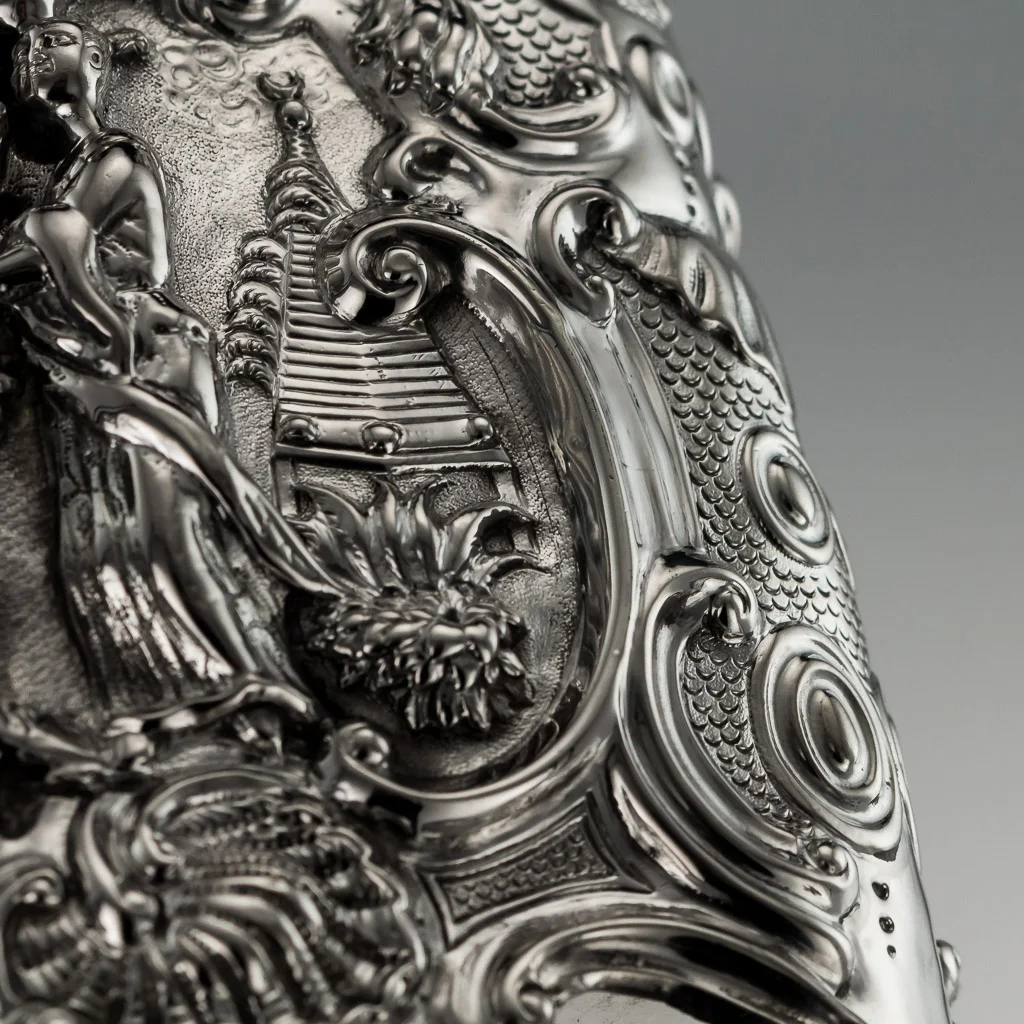 PUSHKIN ANTIQUES - ANTIQUE 19THC RARE REGENCY SOLID SILVER CHINOISERIE TEA CADDY, LONDON C.1831 16.jpg