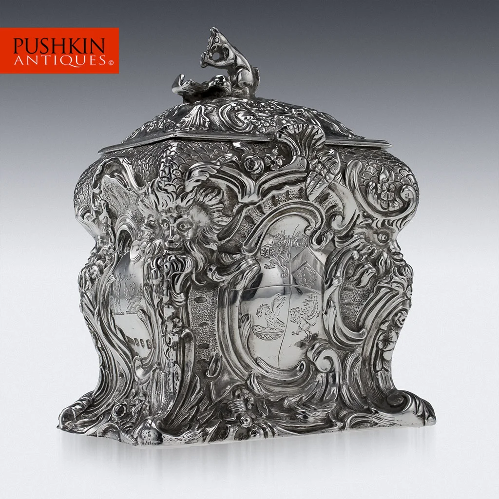 ANTIQUE 19thC GEORGIAN SOLID SILVER EXCEPTIONAL TEA CADDY, FARRELL c.1817.jpg