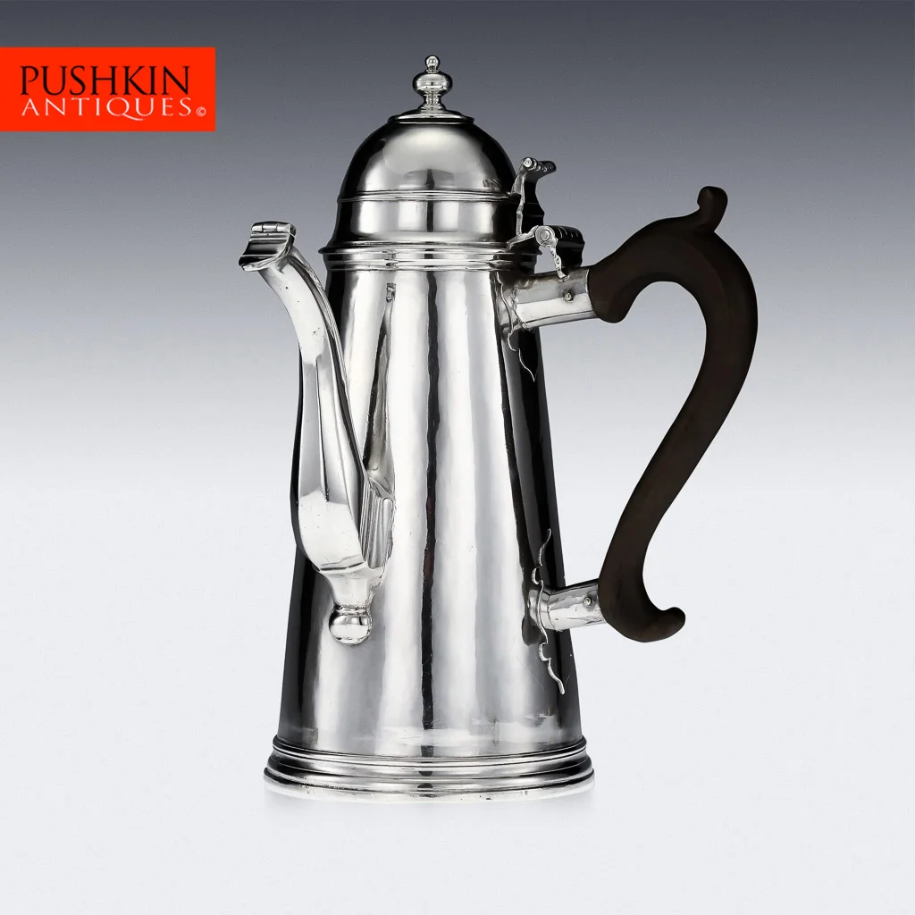 ANTIQUE 18thC QUEEN ANNE SOLID SILVER LARGE CHOCOLATE POT, JOSEPH WARD c.1713.jpg
