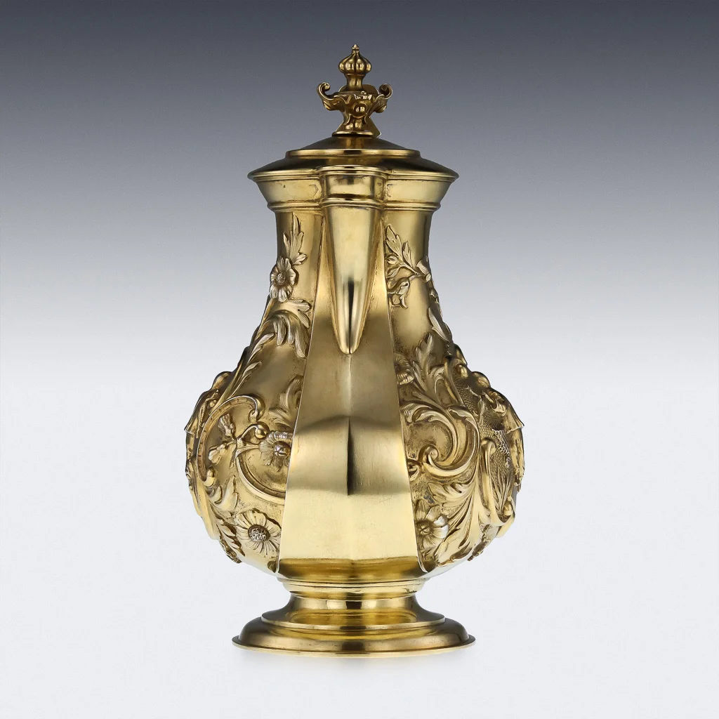 Pushkin Antiques - ANTIQUE 19THC RARE RUSSIAN SAZIKOV SOLID SILVER CHINOISERIE JUG C.1861-04.jpg