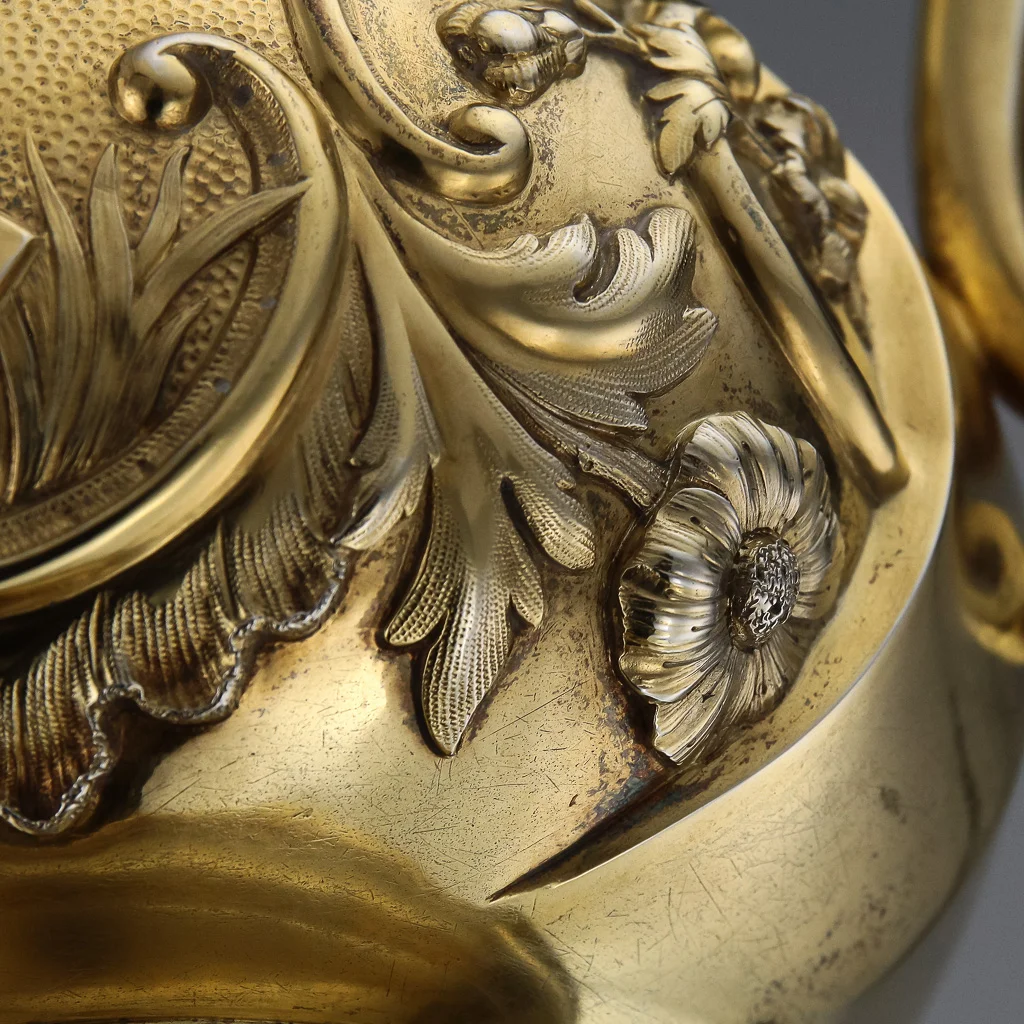 Pushkin Antiques - ANTIQUE 19THC RARE RUSSIAN SAZIKOV SOLID SILVER CHINOISERIE JUG C.1861-21.jpg