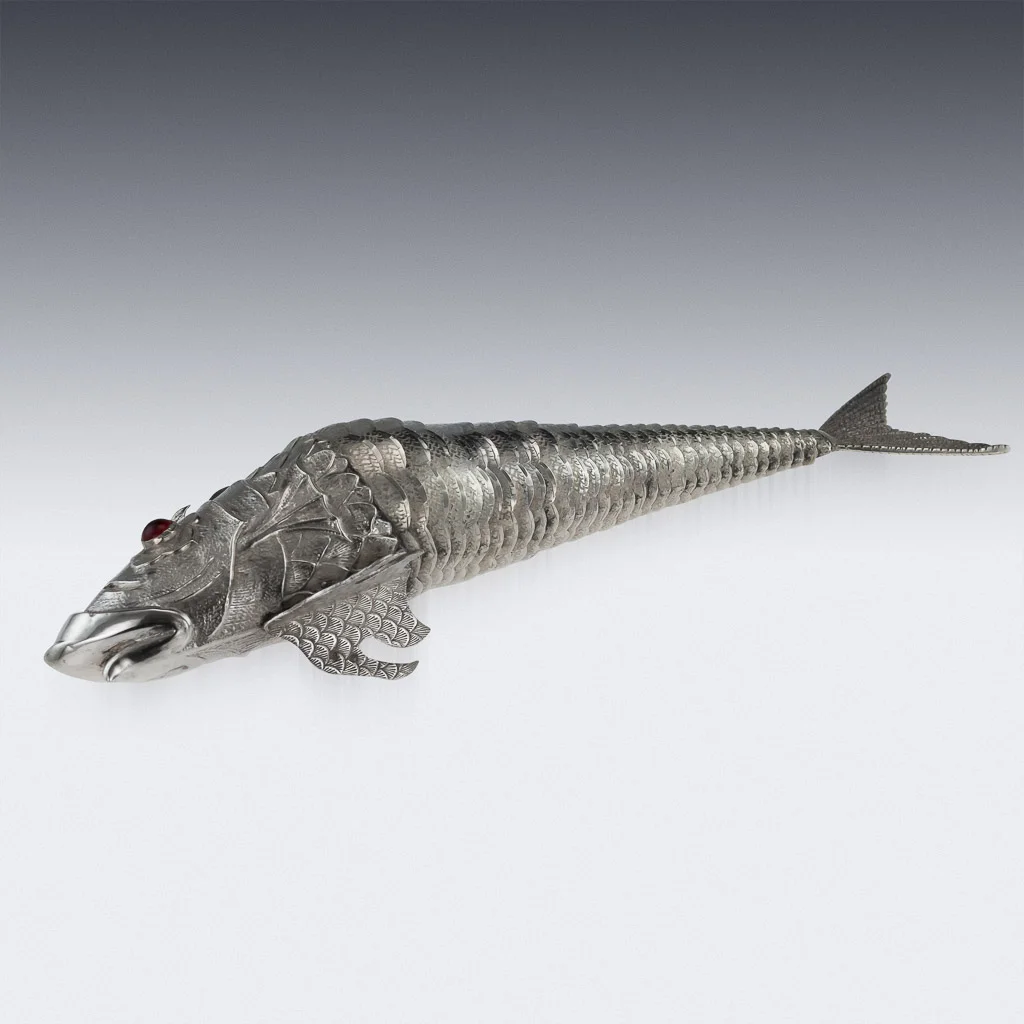 Pushkin Antiques - VINTAGE 20thC SPANISH SOLID SILVER GROUP OF ARTICULATED FISH c.1950-09.jpg