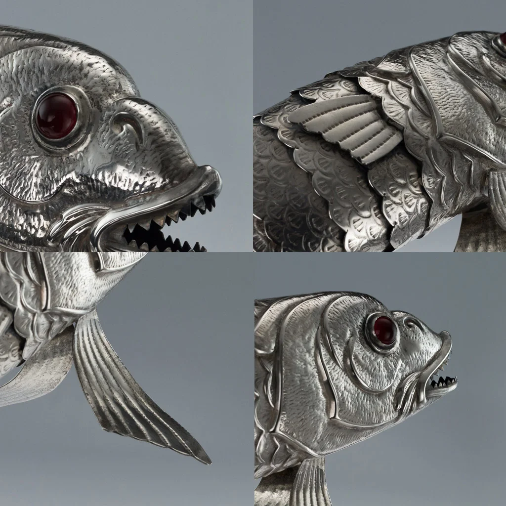 Pushkin Antiques - VINTAGE 20thC SPANISH SOLID SILVER GROUP OF ARTICULATED FISH c.1950-16.jpg