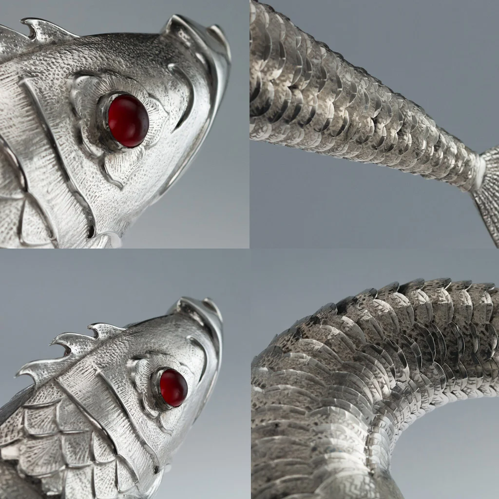 Pushkin Antiques - VINTAGE 20thC SPANISH SOLID SILVER GROUP OF ARTICULATED FISH c.1950-19.jpg