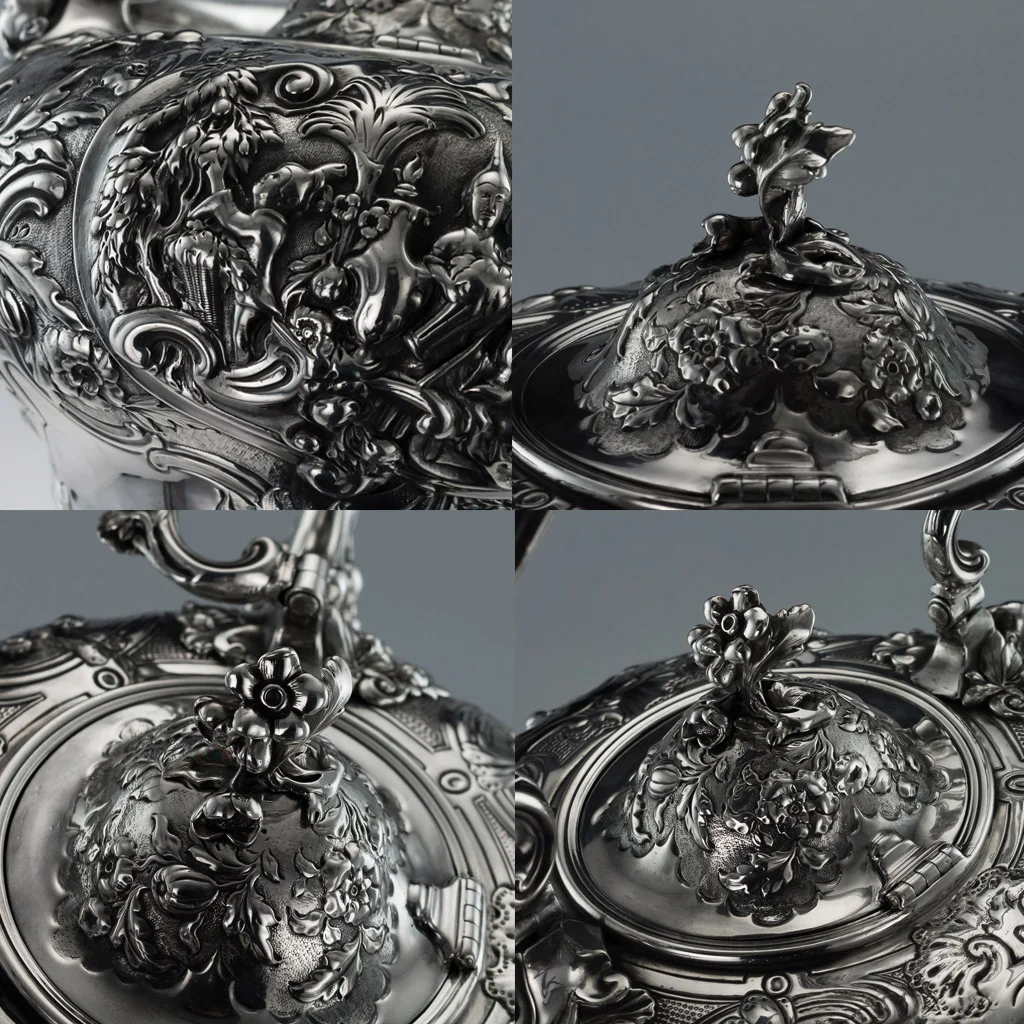 Pushkin Antiques - ANTIQUE 18thC GEORGIAN CHINOISERIE SOLID SILVER TEA KETTLE, PAUL STORR c.1829-08.jpg