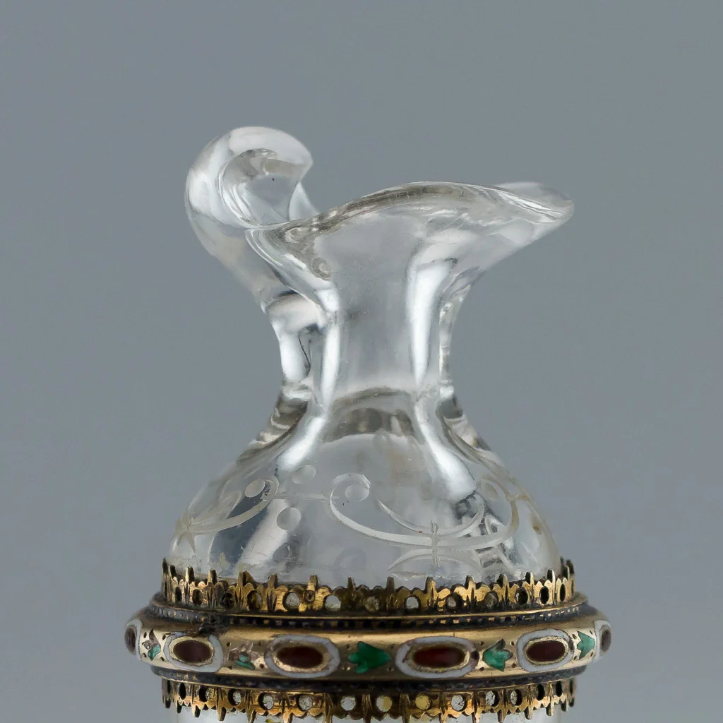 Pushkin Antiques - ANTIQUE 19thC AUSTRIAN SOLID SILVER-GILT ENAMEL, ROCK CRYSTAL EWER & STAND c1880-09.jpg