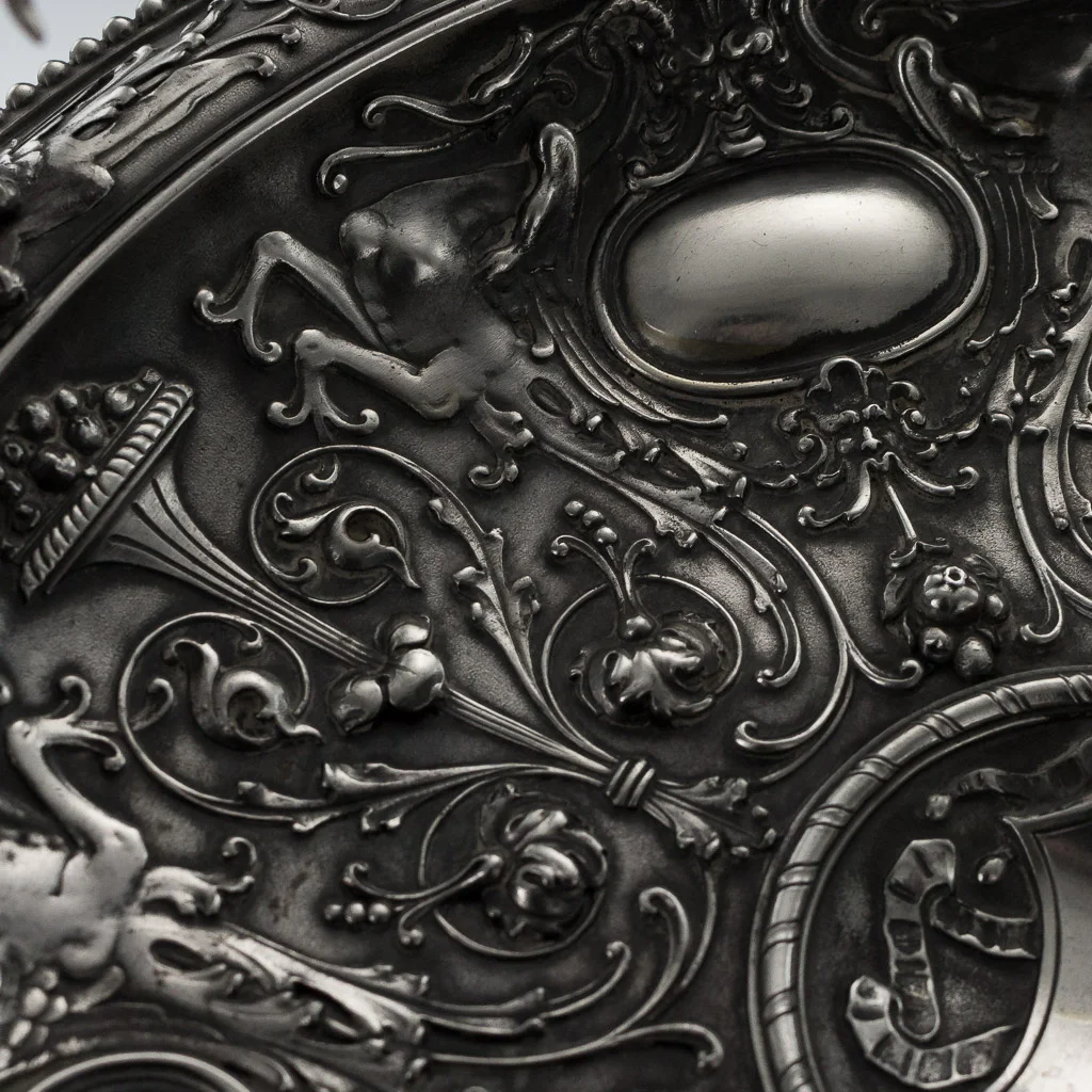 Pushkin Antiques - ANTIQUE 20thC ITALIAN SOLID SILVER IMPRESSIVE CELLINI DRAGON TAZZA c.1920-14.jpg