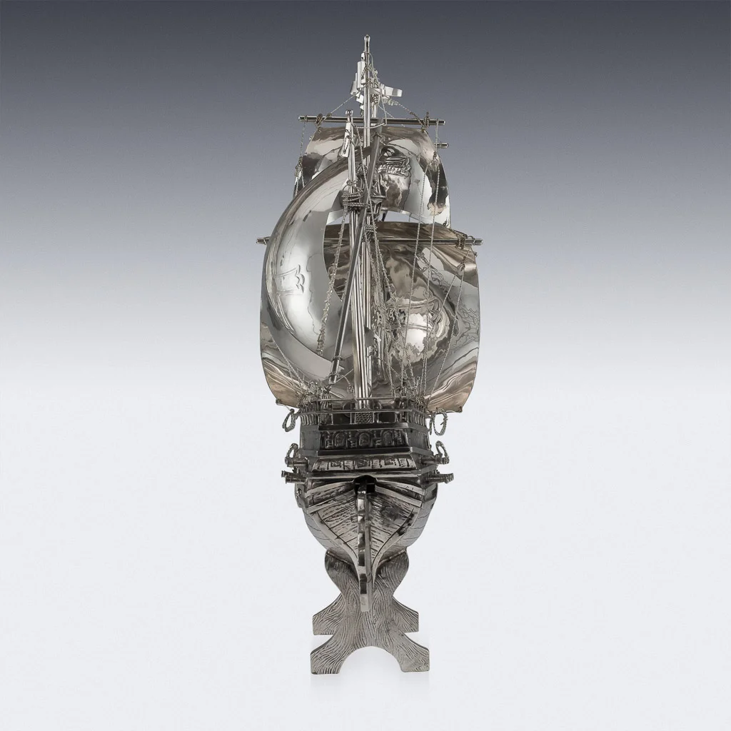 Pushkin Antiques - ANTIQUE 20thC SPANISH SOLID SILVER IMPRESSIVE LARGE NEFF GALLEON SHIP c.1900-02.jpg