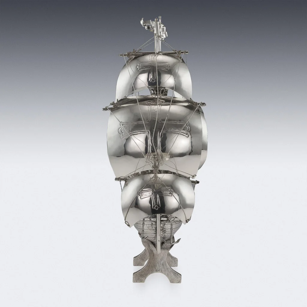 Pushkin Antiques - ANTIQUE 20thC SPANISH SOLID SILVER IMPRESSIVE LARGE NEFF GALLEON SHIP c.1900-04.jpg