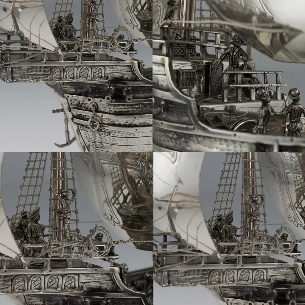 Pushkin Antiques - ANTIQUE 20thC SPANISH SOLID SILVER IMPRESSIVE LARGE NEFF GALLEON SHIP c.1900-09.jpg