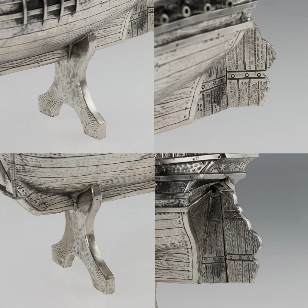 Pushkin Antiques - ANTIQUE 20thC SPANISH SOLID SILVER IMPRESSIVE LARGE NEFF GALLEON SHIP c.1900-11.jpg