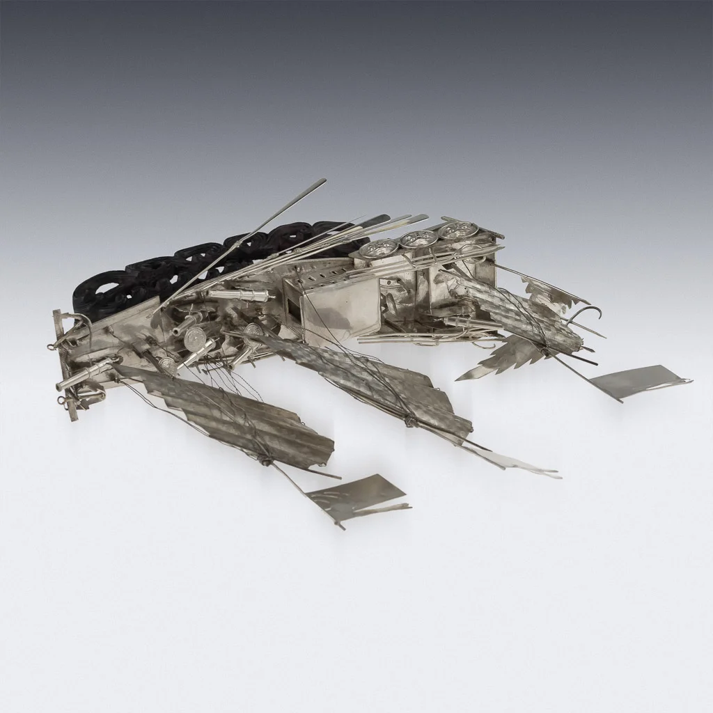 Pushkin Antiques - ANTIQUE 19thC CHINESE SOLID SILVER WAR JUNK BOAT, WO LONG, CANTON c.1880-06.jpg