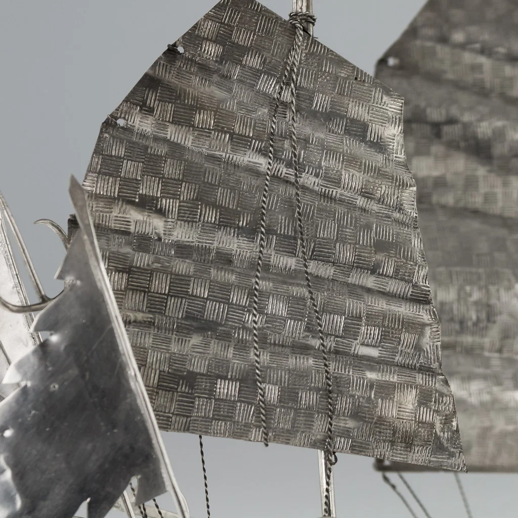 Pushkin Antiques - ANTIQUE 19thC CHINESE SOLID SILVER WAR JUNK BOAT, WO LONG, CANTON c.1880-11.jpg
