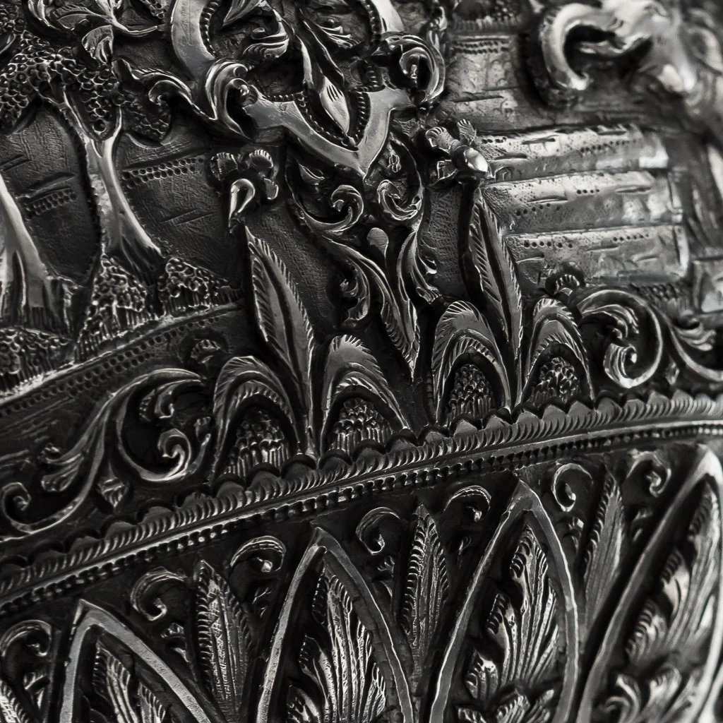 Pushkin Antiques - ANTIQUE 19thC BURMESE SOLID SILVER THABEIK BOWL, RANGOON c.1880 - 10.jpg