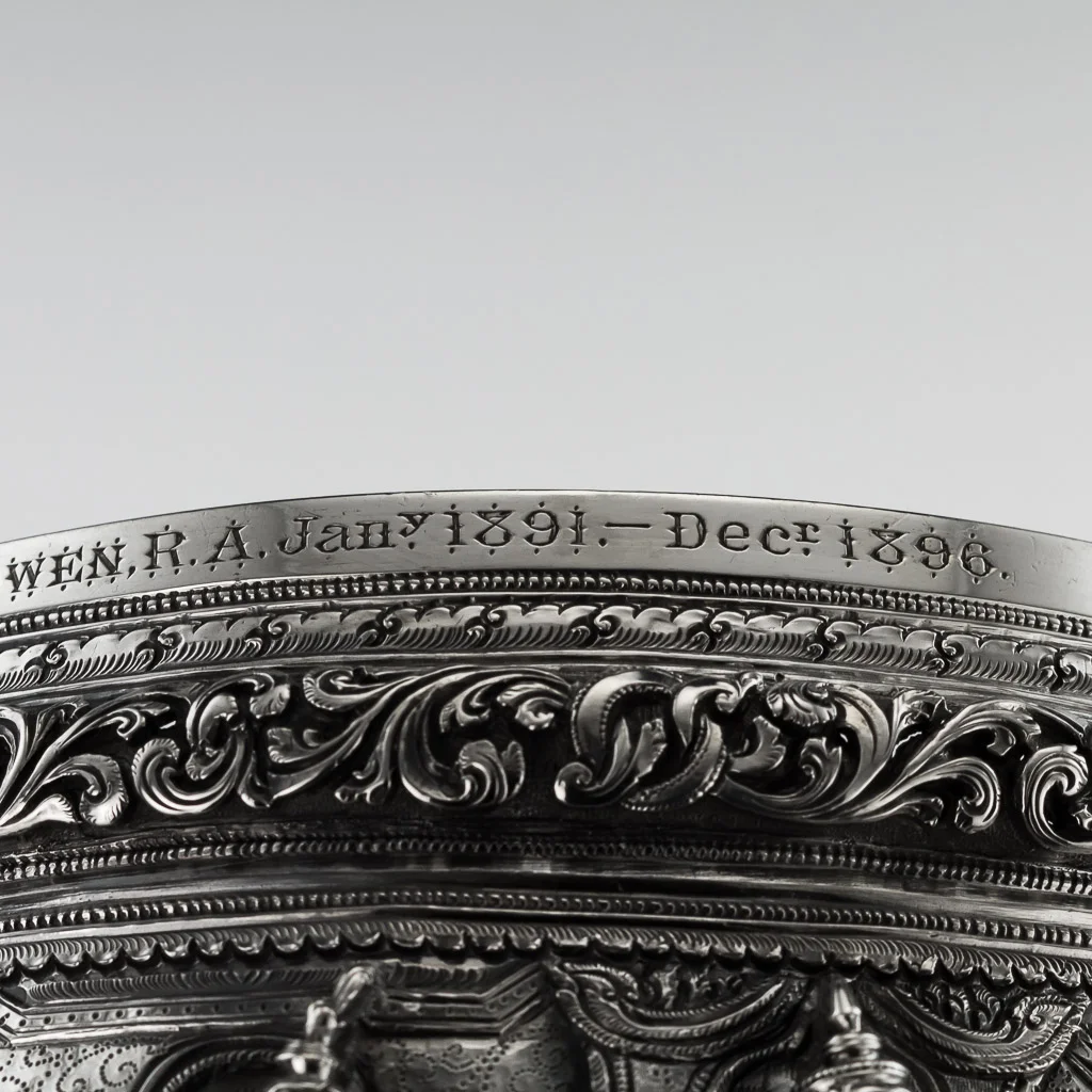 Pushkin Antiques - ANTIQUE 19thC BURMESE MAUNG SHWE YON & SONS SOLID SILVER BOWL, RANGOON c.1896 - 12.jpg