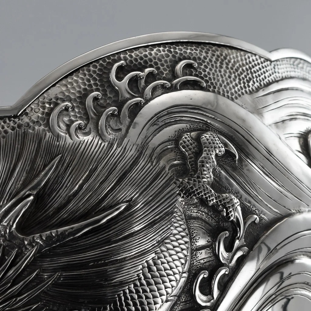 PUSHKIN ANTIQUES - ANTIQUE 19thC JAPANESE MEIJI PERIOD SOLID SILVER MASSIVE DRAGON BOWL c.1890 - 11.jpg