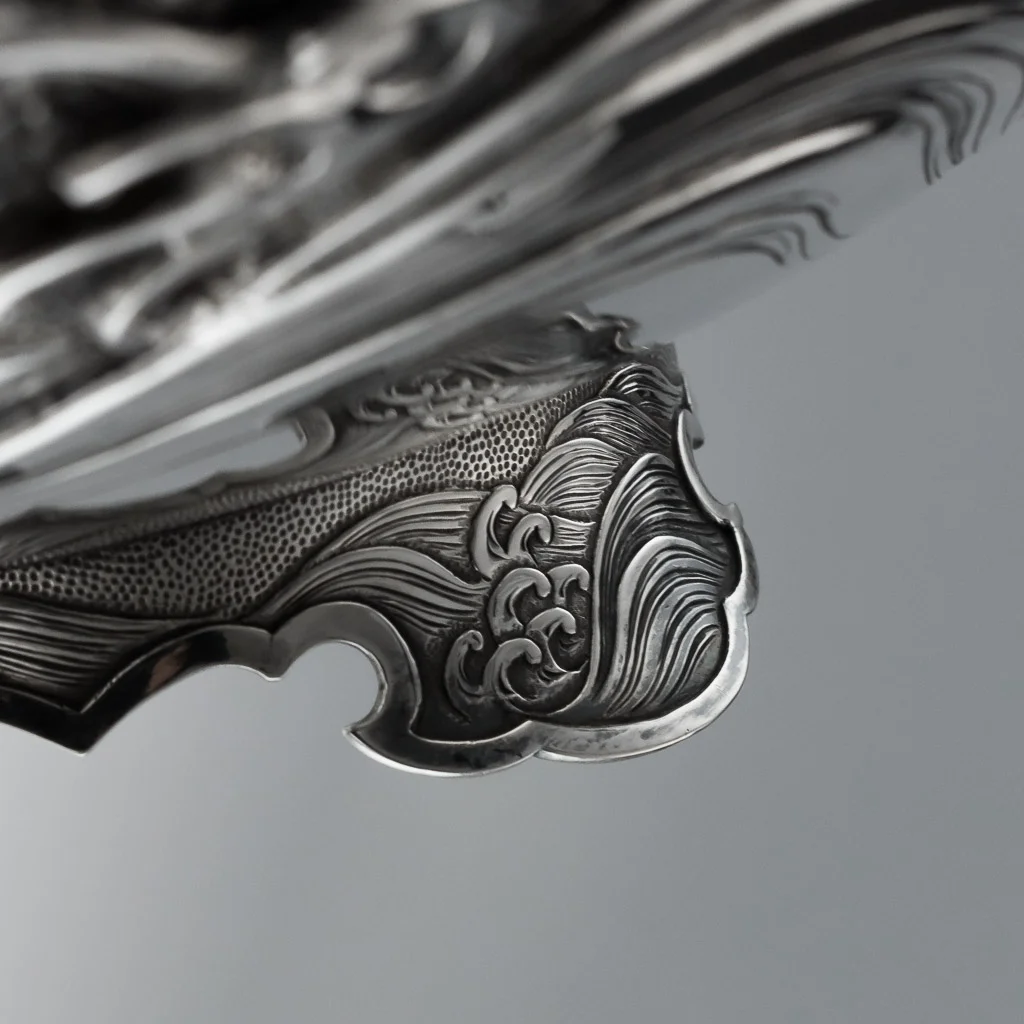 PUSHKIN ANTIQUES - ANTIQUE 19thC JAPANESE MEIJI PERIOD SOLID SILVER MASSIVE DRAGON BOWL c.1890 - 20.jpg
