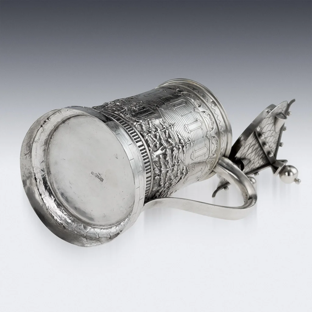 PUSHKIN ANTIQUES - ANTIQUE 19thC RUSSIAN TROMPE L'OEIL HOUSE SOLID SILVER TANKARD, MOSCOW c.1871 - 05.jpg