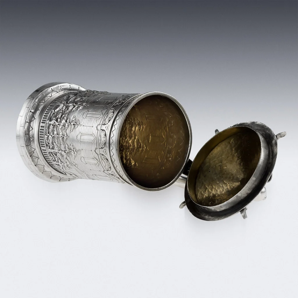 PUSHKIN ANTIQUES - ANTIQUE 19thC RUSSIAN TROMPE L'OEIL HOUSE SOLID SILVER TANKARD, MOSCOW c.1871 - 06.jpg