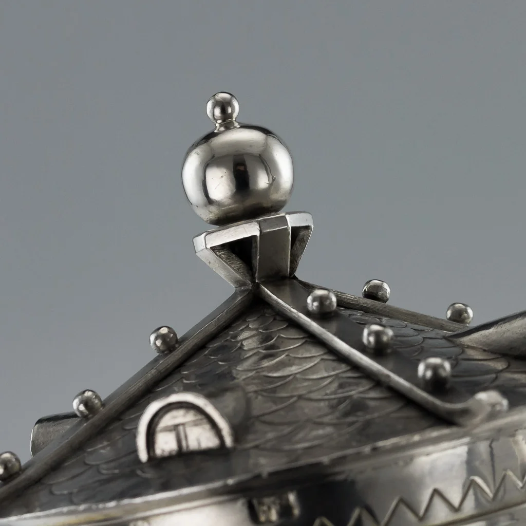 PUSHKIN ANTIQUES - ANTIQUE 19thC RUSSIAN TROMPE L'OEIL HOUSE SOLID SILVER TANKARD, MOSCOW c.1871 - 09.jpg
