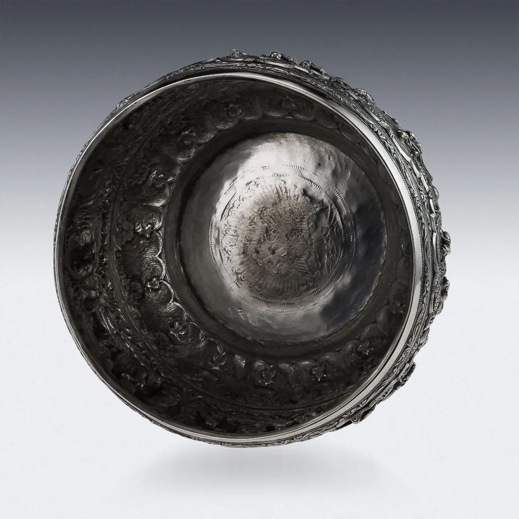 PUSHKIN ANTIQUES - ANTIQUE 19thC EXCEPTIONAL BURMESE SOLID SILVER THABEIK BOWL, RANGOON c.1880 - 07.jpg