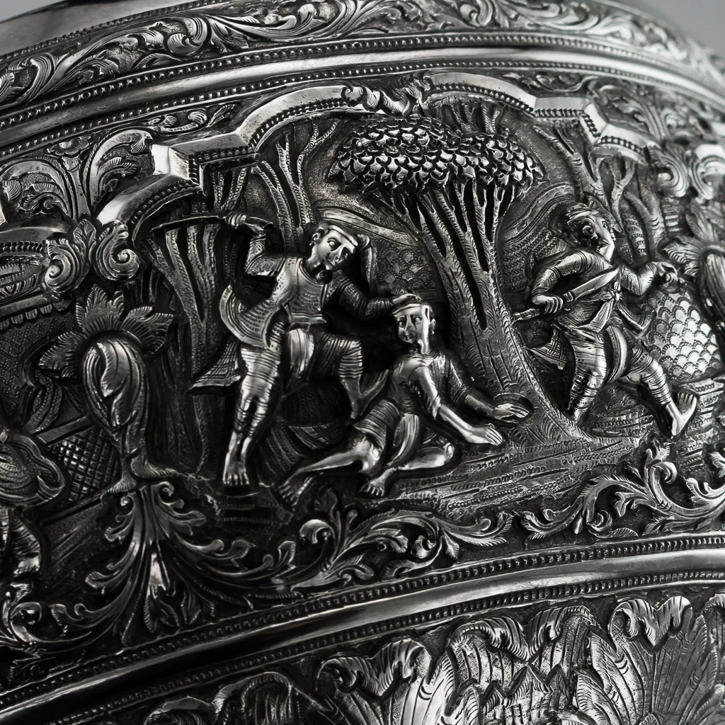 PUSHKIN ANTIQUES - ANTIQUE 19thC EXCEPTIONAL BURMESE SOLID SILVER THABEIK BOWL, RANGOON c.1880 - 18.jpg