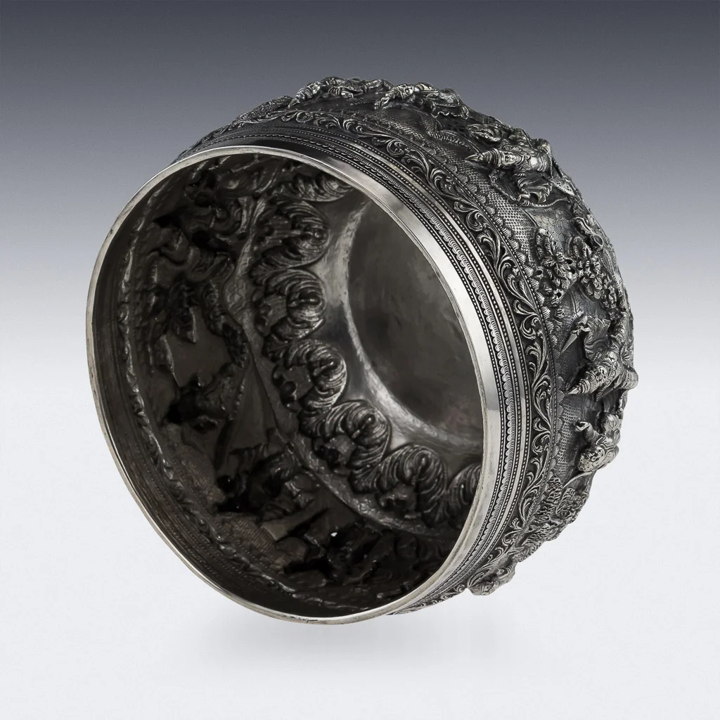 PUSHKIN ANTIQUES 13 - ANTIQUE 19THC EXCEPTIONAL BURMESE SOLID SILVER THABEIK BOWL, RANGOON C.1880 - 06.jpg