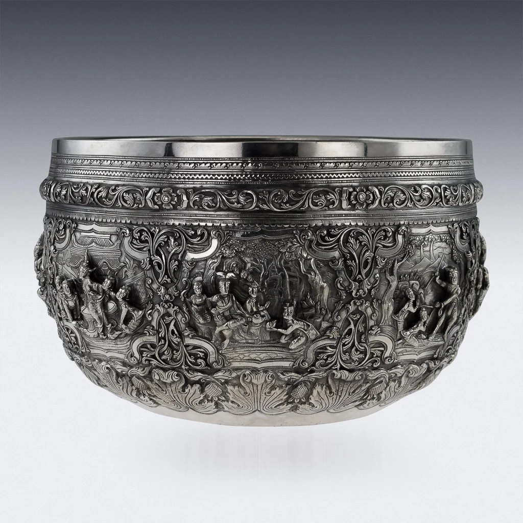 PUSHKIN ANTIQUES 14 - ANTIQUE 19thC EXEPTIONAL BURMESE SOLID SILVER THABEIK BOWL, RANGOON c.1880 - 03.jpg