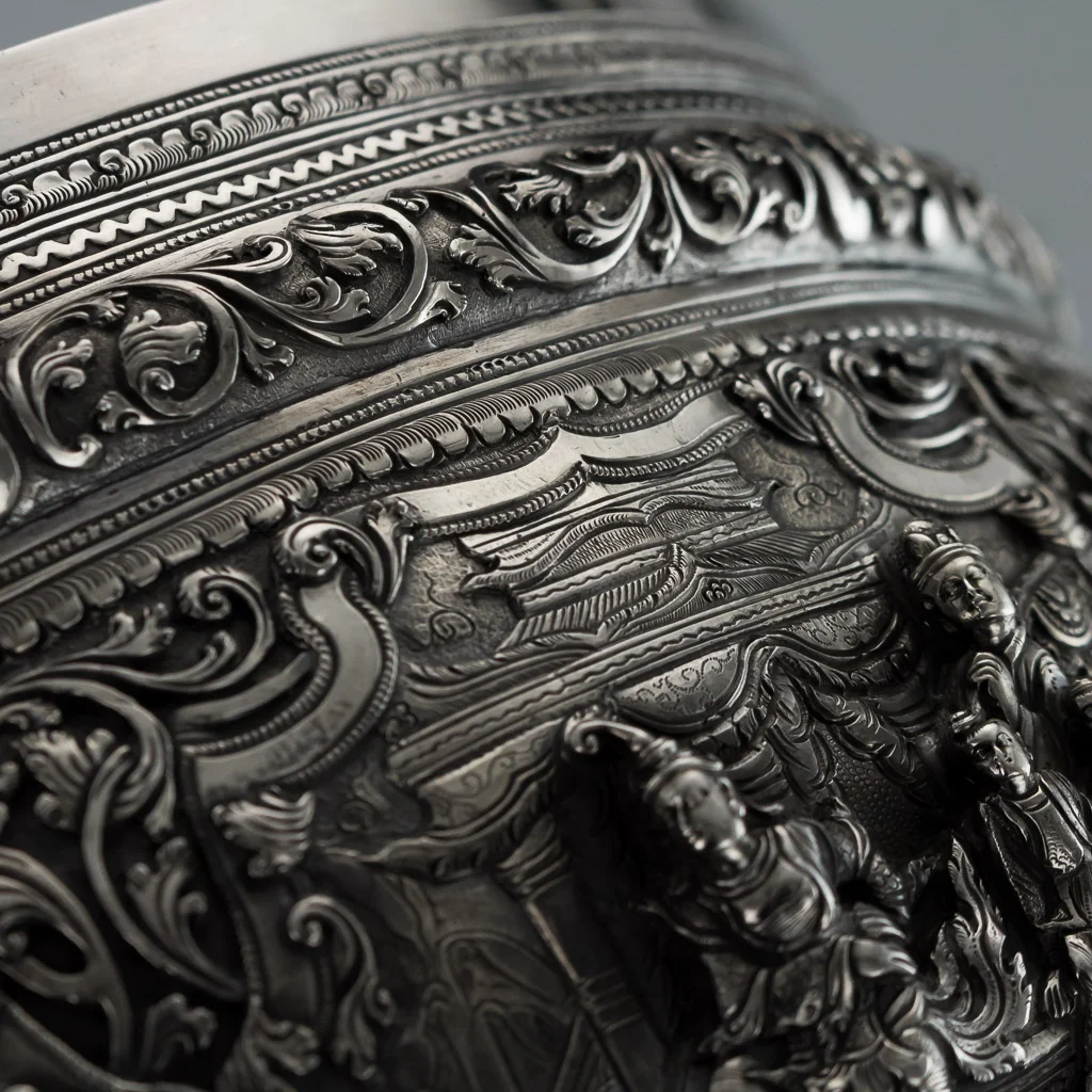 PUSHKIN ANTIQUES 14 - ANTIQUE 19thC EXEPTIONAL BURMESE SOLID SILVER THABEIK BOWL, RANGOON c.1880 - 10.jpg