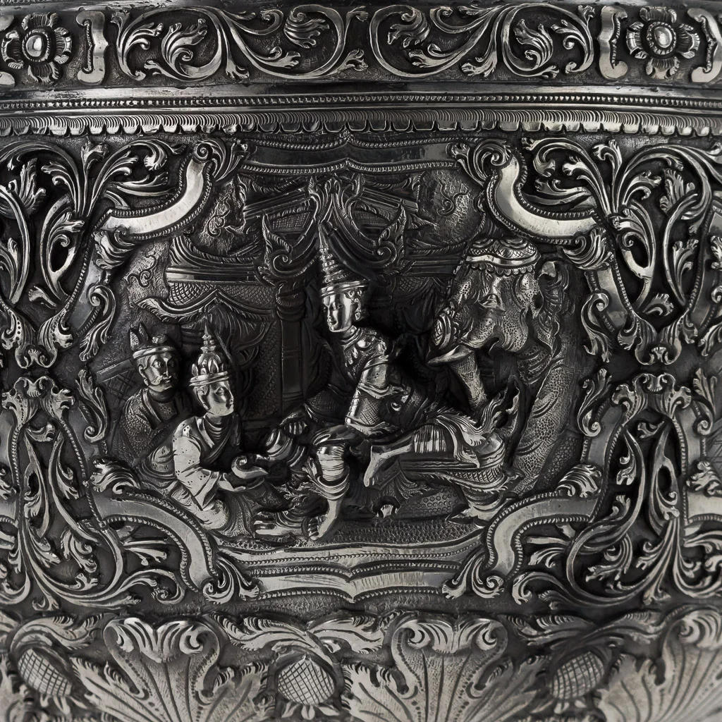 PUSHKIN ANTIQUES 14 - ANTIQUE 19thC EXEPTIONAL BURMESE SOLID SILVER THABEIK BOWL, RANGOON c.1880 - 13.jpg