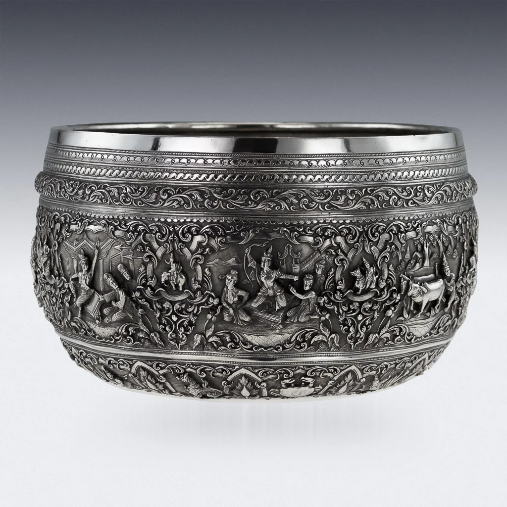 PUSHKIN ANTIQUES 16 - ANTIQUE 19thC EXEPTIONAL BURMESE SOLID SILVER THABEIK BOWL, RANGOON c.1880 - 04.jpg