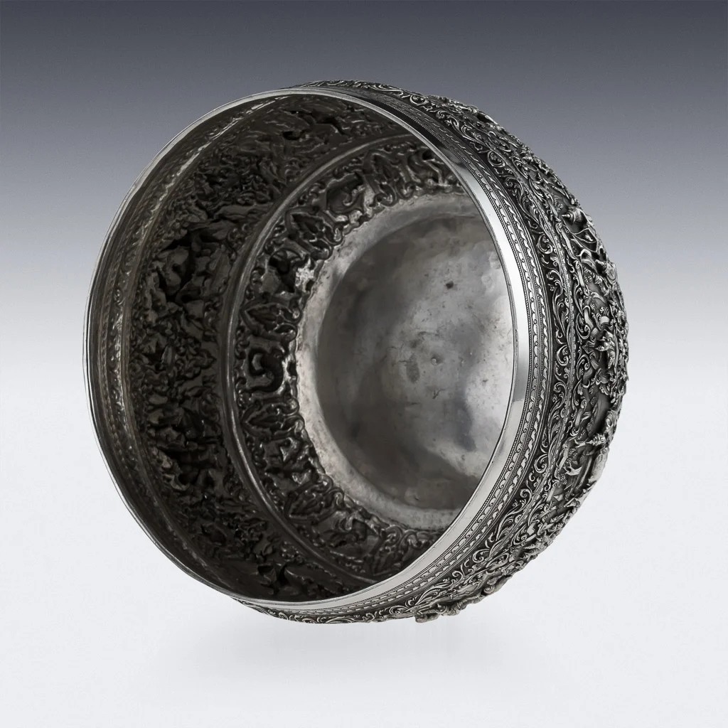 PUSHKIN ANTIQUES 16 - ANTIQUE 19thC EXEPTIONAL BURMESE SOLID SILVER THABEIK BOWL, RANGOON c.1880 - 06.jpg
