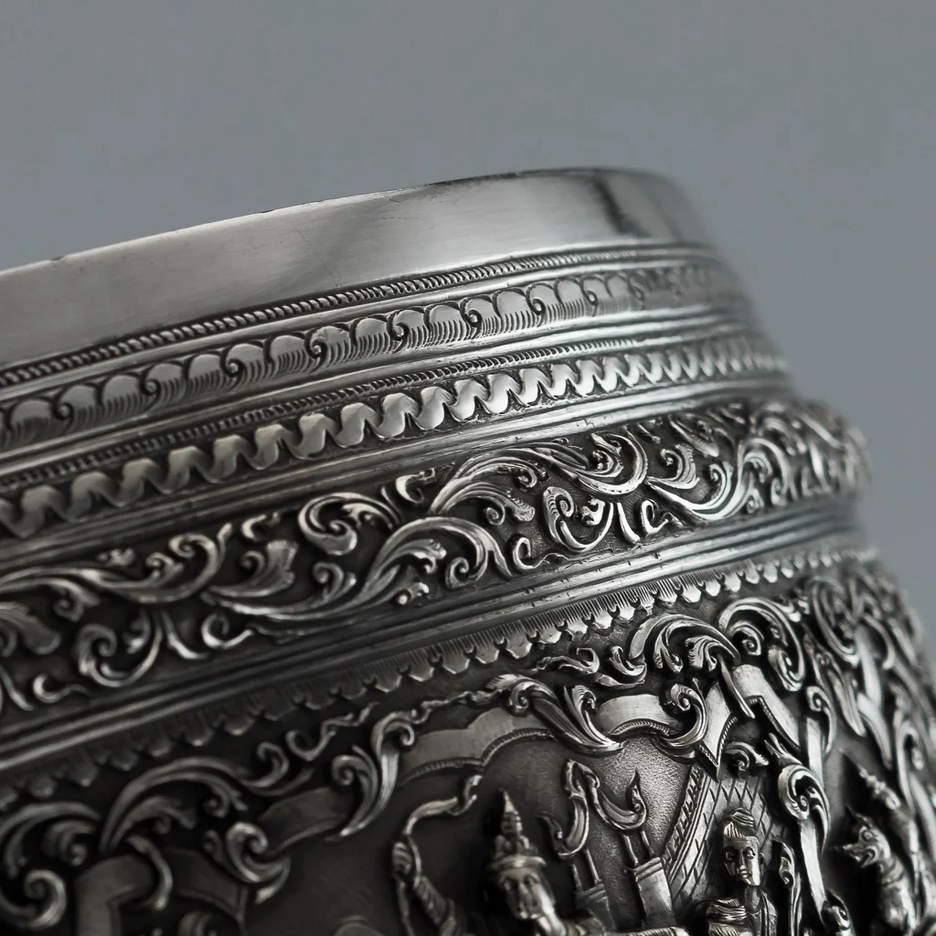 PUSHKIN ANTIQUES 16 - ANTIQUE 19thC EXEPTIONAL BURMESE SOLID SILVER THABEIK BOWL, RANGOON c.1880 - 08.jpg