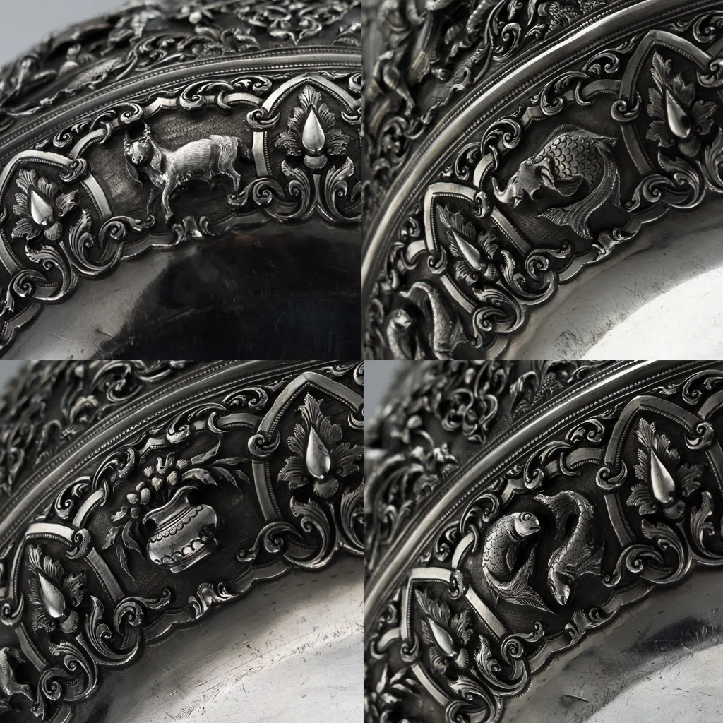 PUSHKIN ANTIQUES 16 - ANTIQUE 19thC EXEPTIONAL BURMESE SOLID SILVER THABEIK BOWL, RANGOON c.1880 - 12.jpg